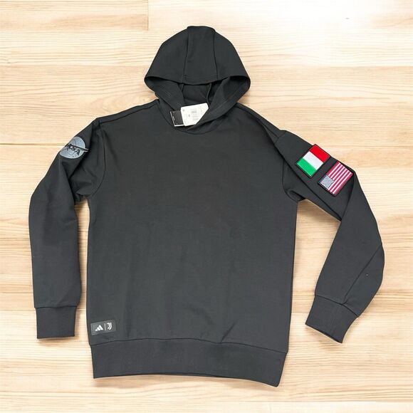 Adidas Juventus x NASA USA Italy Black Knit Hoodie Mens Size M JE3129 NWT RARE